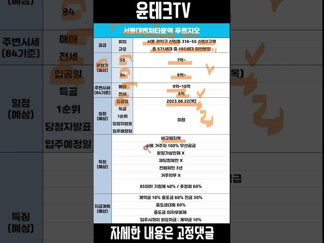 서울대벤처타운역 푸르지오 6월 분양