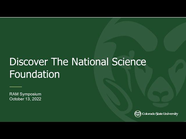 2022 RAM Symposium: Discovering the National Science Foundation