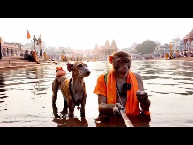 Viral monkey Ham Ja Rahe Hain prayagraj ke Darshan karne  Jai shree Ram #treding #vlog #monkey