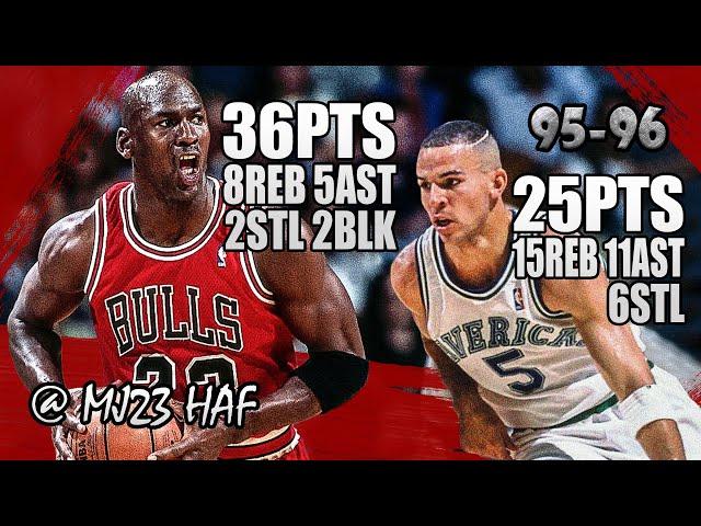 Michael Jordan vs Jason Kidd Highlights (1995.11.21)-61pts All! KIDD Almost Carried the Mavs to WIN!