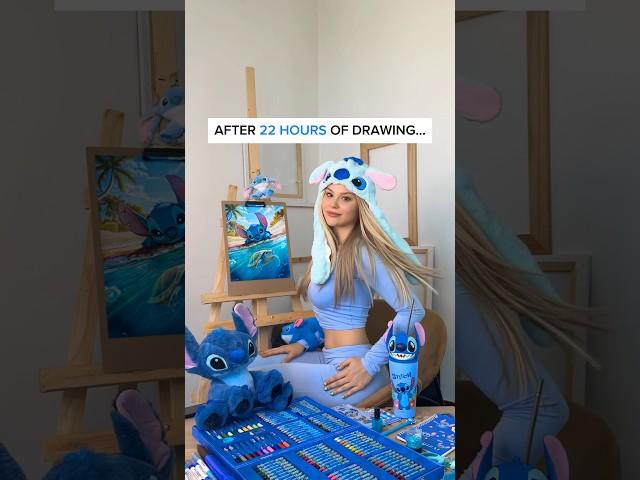 DRAWING, BUT I CAN ONLY USE ART SUPPLIES WITH STITCH DID YOU FIND HIDDEN FLOWER? #stitch #art