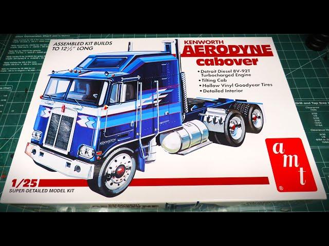 Kenworth Aerodyne Cabover 1/25 Scale Model Kit Review Detroit Diesel COE Semi AMT Round2Models