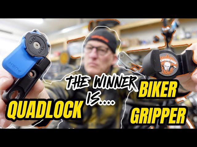 What's The BEST MOTORCYCLE CELL PHONE MOUNT? Quad Lock Vs. Biker Gripper-THE WINNER IS? USA Made!