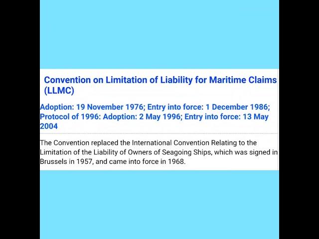 Introduction to Limitations of Liability for Maritime claim & Bunker CLC Convention