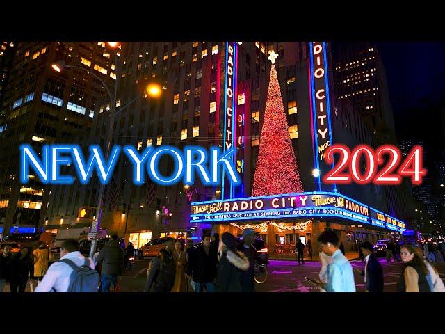 NEW YORK Thanksgiving Vibes   Christmas Walking Tour 4K, Night Walk in Manhattan