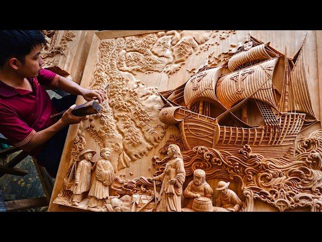 Hoi An Wood Carving : 6 Months Carving a Huge Wall Art from a Piece of Wood