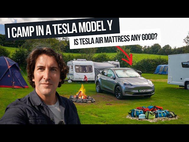 I CAMP in a TESLA Model Y (Review of Tesla Air Mattress)