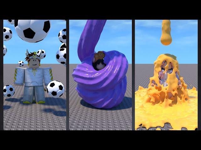 falling ICE CREAM, SOCCER BALLS, JUICE and more in roblox