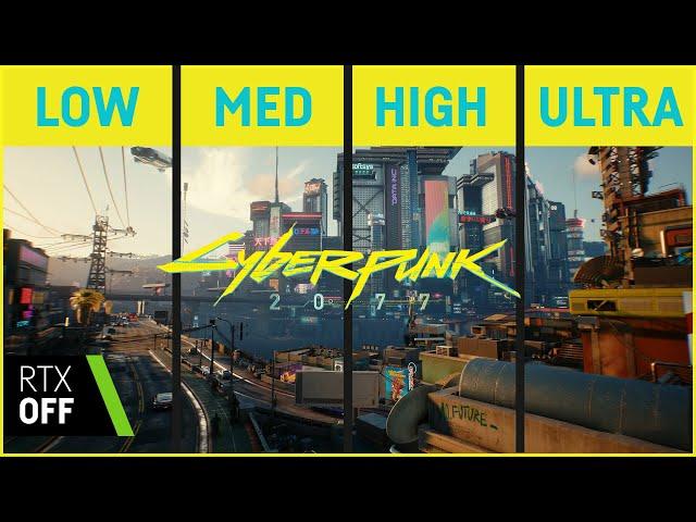 Cyberpunk 2077 LOW vs. MEDIUM vs. HIGH vs. ULTRA (RTX off / DLSS off)