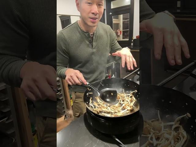 Stir Frying Oyster Mushrooms In an Induction Wok