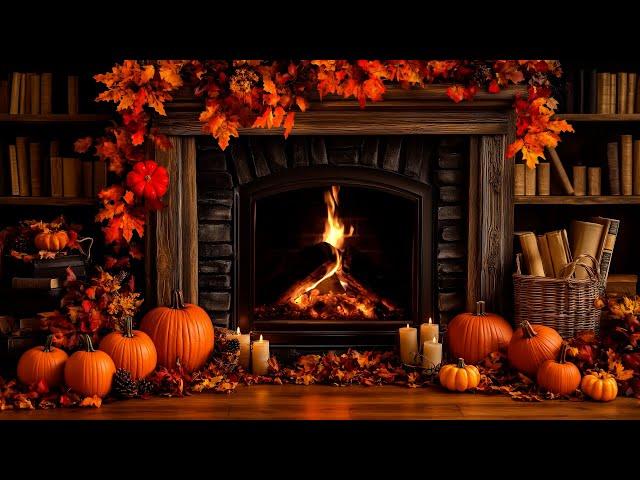 Cozy Autumn Fireplace 12 Hrs  Crackling Fire Atmosphere with Burning Logs [No Music]