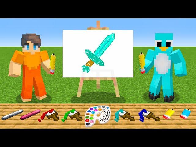 Using DRAWING MOD in Minecraft (101+ COLORS and PAINT)