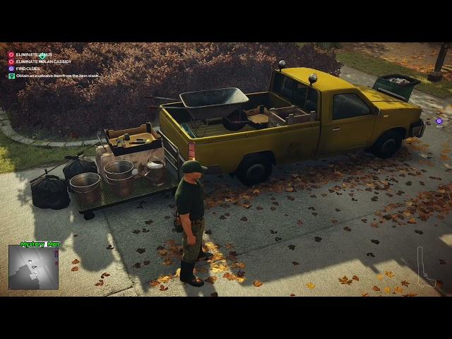 Hitman 2 Whack a mole | Disguise yourself as a gardener | Obtain an explosive item | Explosive locat