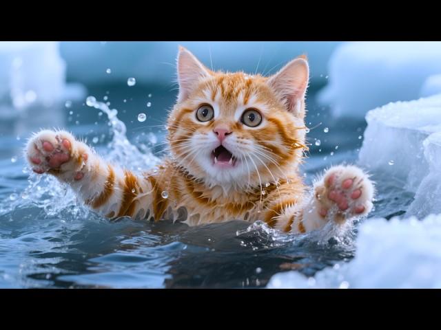 Mama Cat Rescues Kitten From Frozen Lake & Makes Tiger Hat For Kittens At Home 