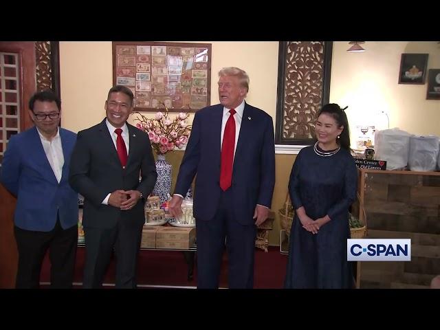 Trump visits Truong Tien Vietnamese Restaurant Eden Center in Falls Church, Virginia with Hung Cao