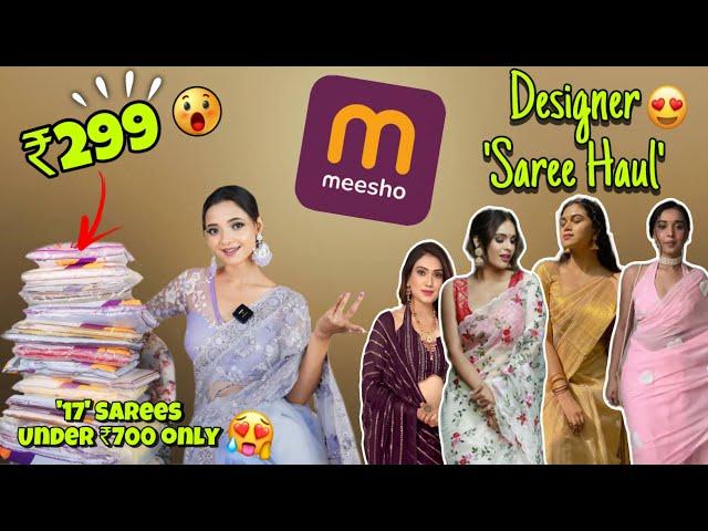 ₹299 Main Meesho Designer Saree HaulEverything is under ₹700  #saree #sareehaul #meesho #wedding