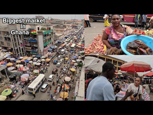 The BIGGEST MARKET in Accra Ghana + Makola street tour || West Africa