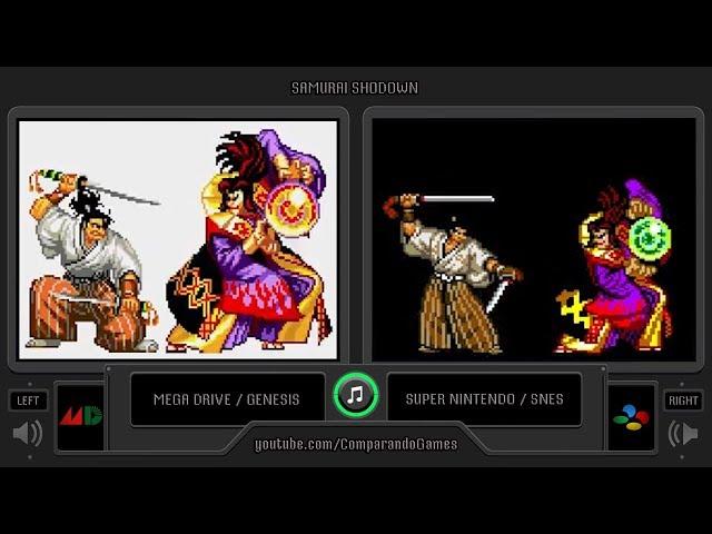 Samurai Shodown (Sega Genesis vs SNES) Gameplay Comparison | VCDECIDE