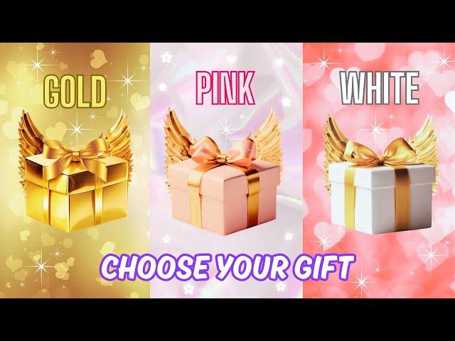 Choose your gift  3 gift box challenge Gold, Pink, White #chooseyourgift #pickonekickone #quiz