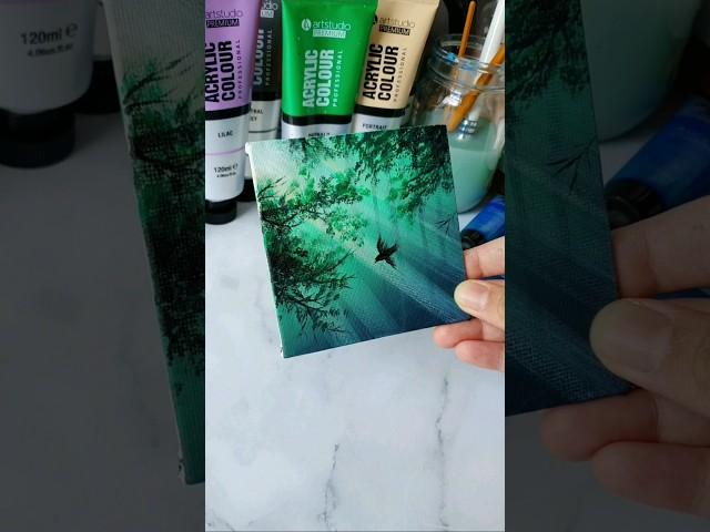 forest sunshine / easy acrylic painting idea for beginners ️