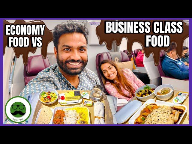 Rs 20,000 Business Class Food Vs Economy Class Food | Veggie Paaji