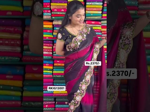 Georgette Crepe Galaxy Stone and Embroidery Work Saree I Wholesale Shop I@Rkcollectionssarees