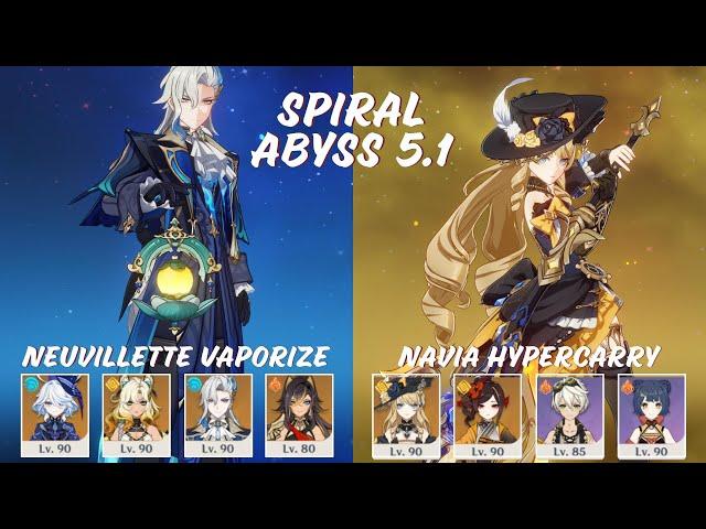 C0 Neuvillette Vaporize & C0 Navia Hypercarry | Spiral Abyss 5.1 | Genshin Impact