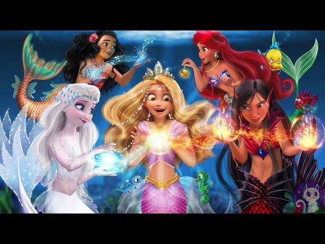 Disney Princesses in The Little Mermaid! They swim and use magic together  | Alice Edit!