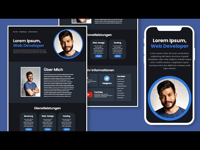 Responsive Portfolio Webseite mit HTML und CSS erstellen | Anfänger Tutorial Deutsch