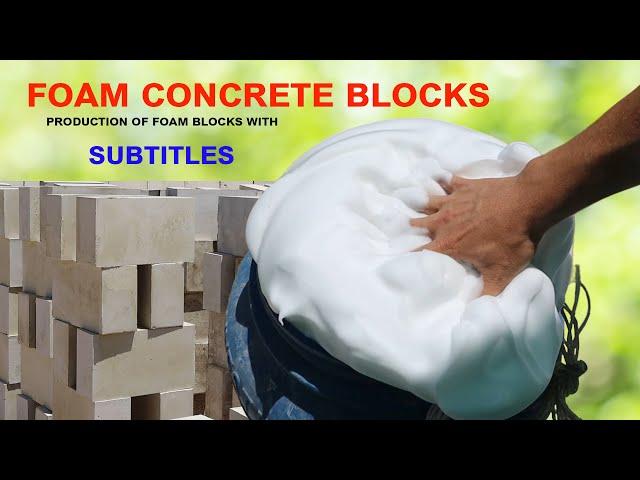 Amazing process of making foam concrete blocks | production of foam blocks with subtitles