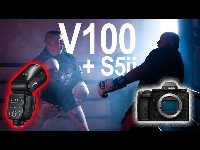 Using the Godox V100 Speedlight with the Panasonic S5ii + Samyang 35-150mm for a Gym Photoshoot.