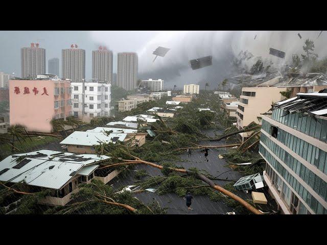 Brutal chaos in Taiwan! Typhoon-like storm hits Taichung, people seek shelter