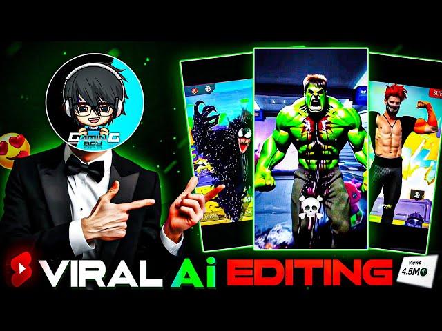 New trend viral AI shots editing tutorial  | free fire character transform to Hulk and venom |