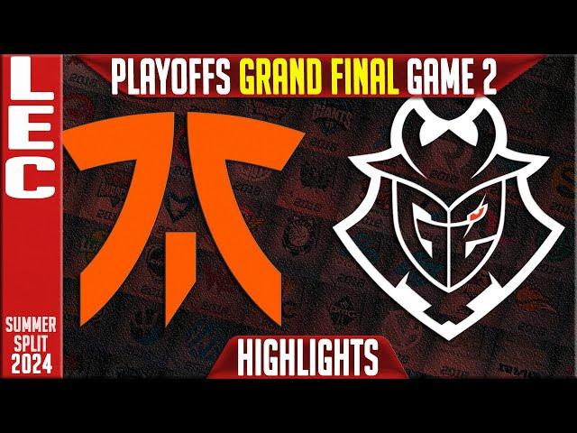 FNC vs G2 Highlights Game 2 | GRAND FINAL LEC Playoffs Summer 2024 | Fnatic vs G2 Esports G2