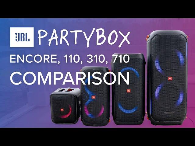 JBL PartyBox Speaker SHOWDOWN!  Encore Essential VS PartyBox 110 VS PartyBox 310 VS PartyBox 710