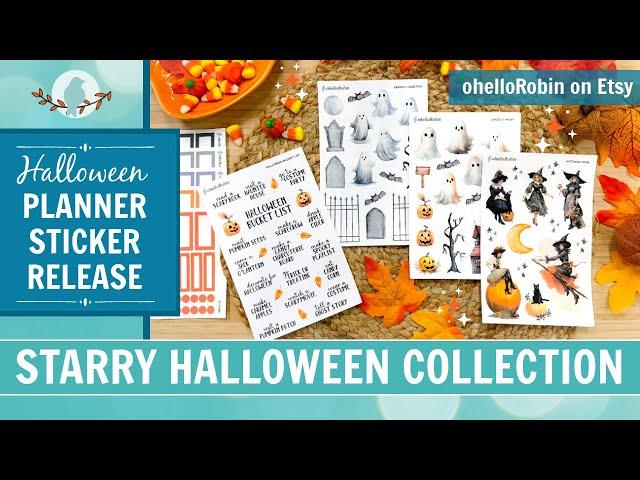 Starry Halloween Sticker Release | ohelloRobin Etsy Shop | Decorative & Functional Planner Stickers