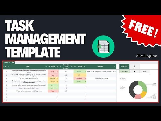 Boost Your Productivity: Free Task Management Google Sheets Template