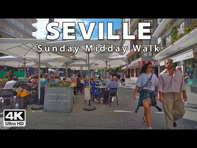 Seville's Reyes Católicos to River promenade and Puerta Jerez | 4K UHD Virtual Walking Tour, Spain