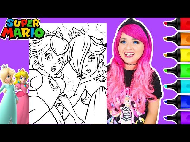 Coloring Princess Peach & Rosalina Super Mario Coloring Page | Caliart Markers