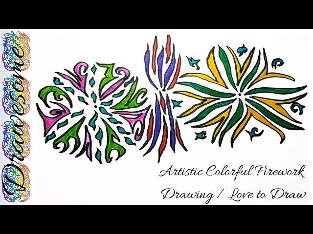 Artistic Colorful Fireworks Drawing / Drawesome