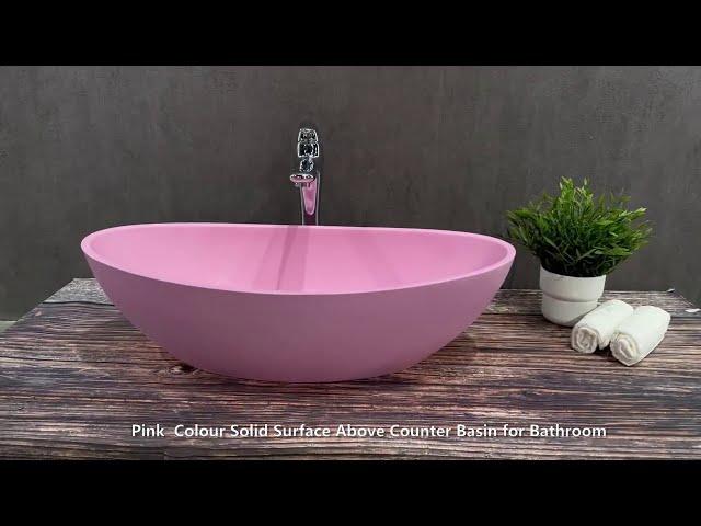 KingKonree International Pink Solid Surface Above Coutner Wash Basins