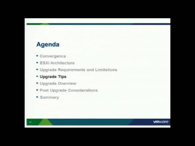 VMworld 2011: VSP3305 - Upgrading to VMware ESXi 5.0