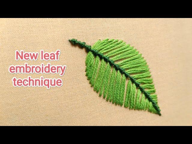 || New leaf embroidery technique || Double knot stitch embroidery by RadhaRani Handwork ||