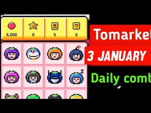 Tomarket Daily Combo 3 January | Tomato Daily Combo Today | Tomarket Airdrop daily combo card