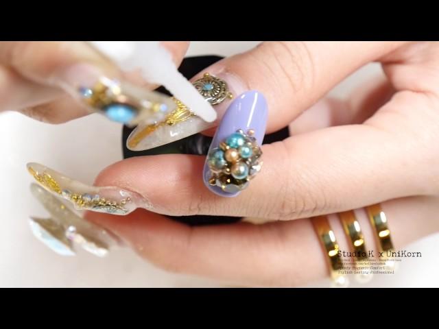 UniKorn 獨角獸專業美甲教學 凱莉排鑽小小複習 Swarovski Rhinestone Nail Design Review