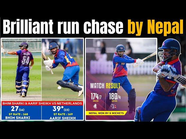Kushal Bhurtel 65 was brilliant | Bhim Sharki, Aarif Sheikh shows their T20 skills | NEPAL vs NED