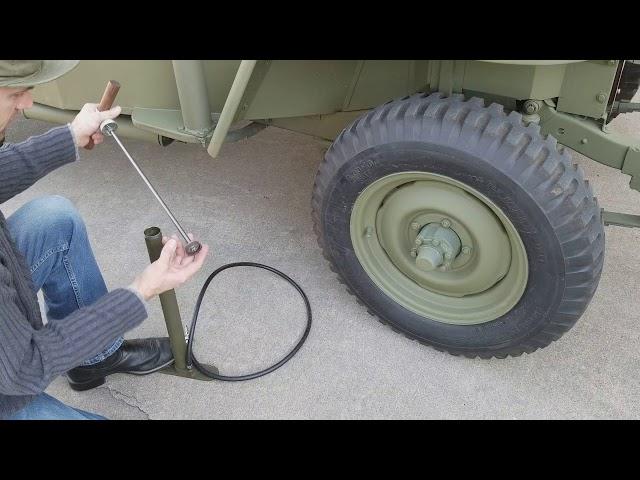 WW2 Jeep Hand Tire Pump US ORD Wood Handle