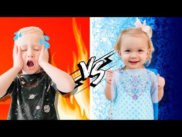 HOT vs COLD Challenge!!! LEVI vs IVY!!