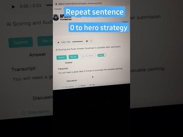 PTE Repeat Sentence Zero To Hero Strategy  #pte #repeatsentence