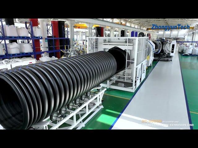 ZhongyunTech ZC-2000H producing ID1600mm corrugated pipe | Unveiling The Biggest Pipe Extrusion